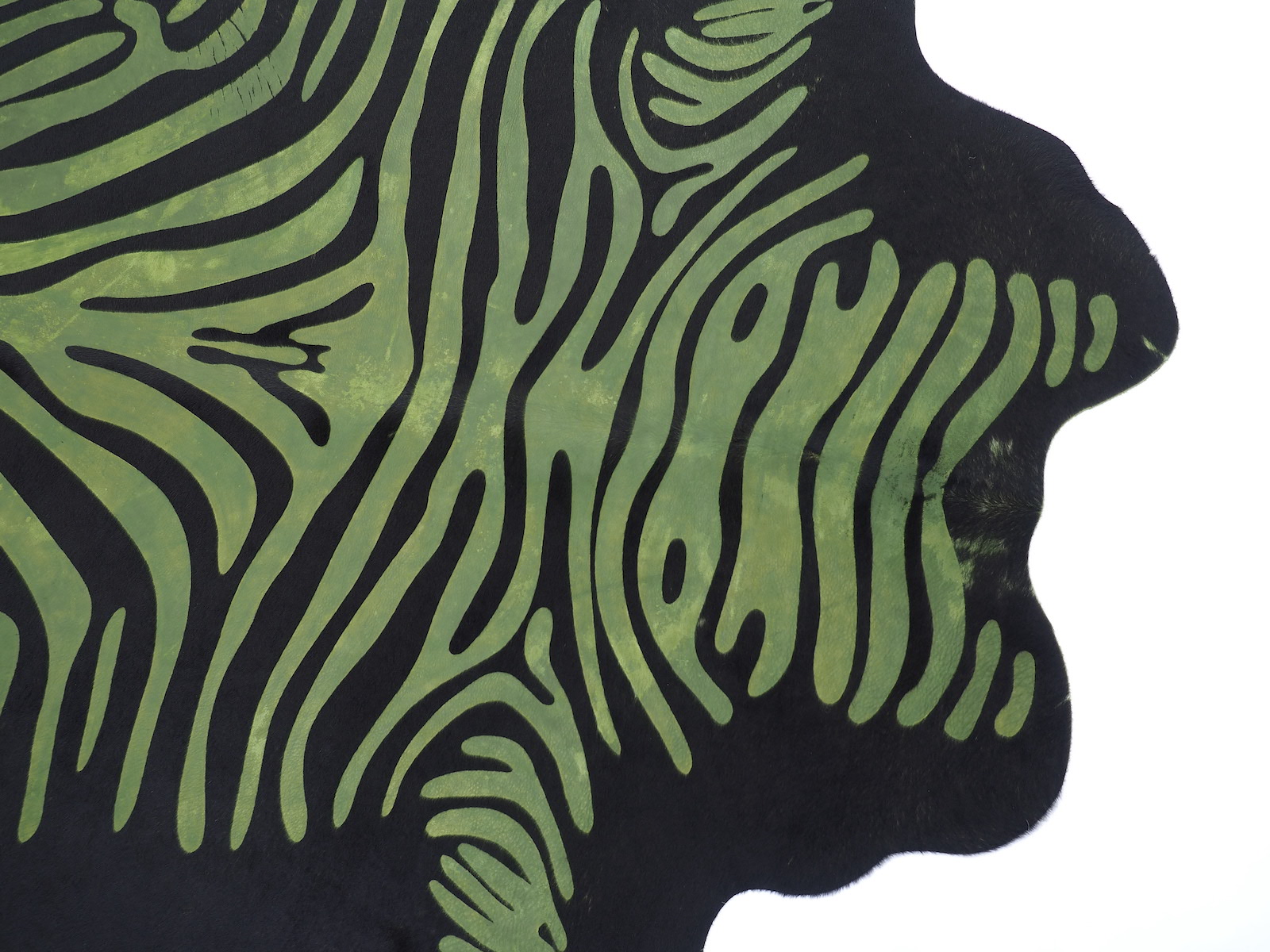  Шкура коровы под винтажную Зебру матовая зеленая арт.: 29069